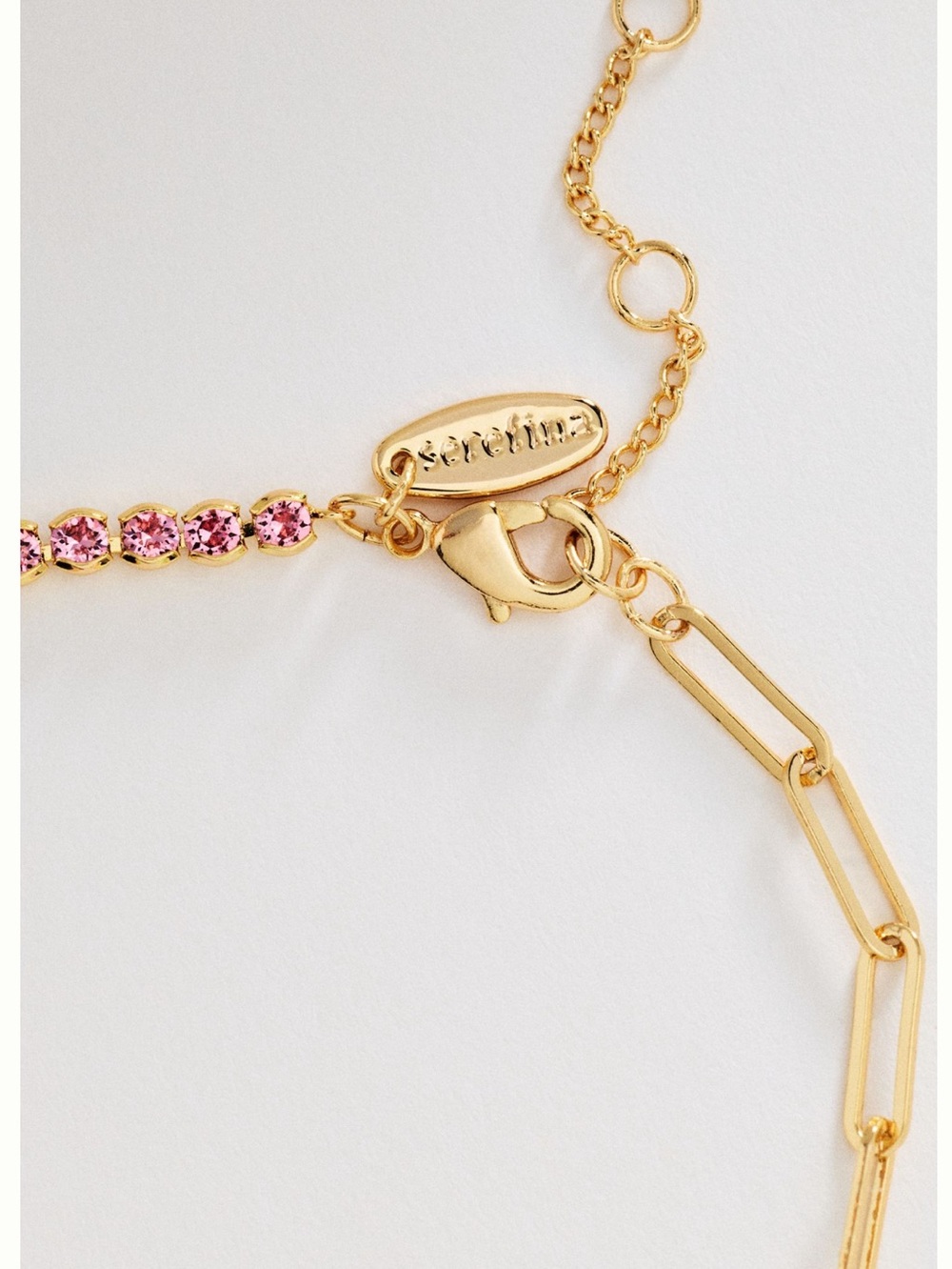 Anthropologie 14KT Gold Plated Bracelet Dainty New Colorful Pink Rose Stone - Picture 2 of 8